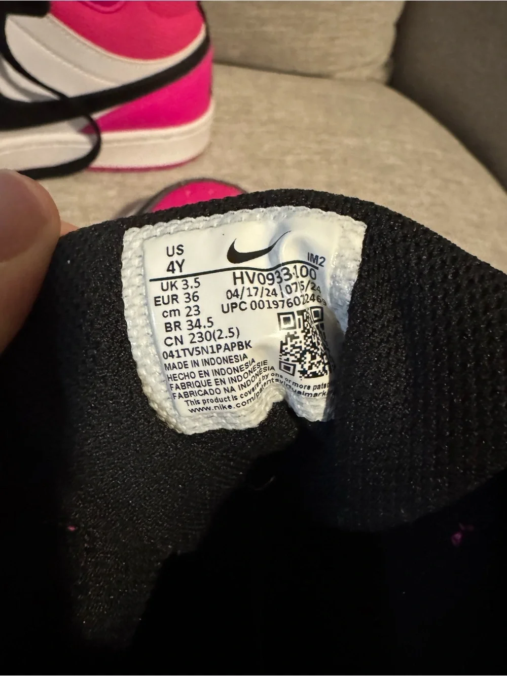 Nike Pink Black White High-Top Kids Sneakers